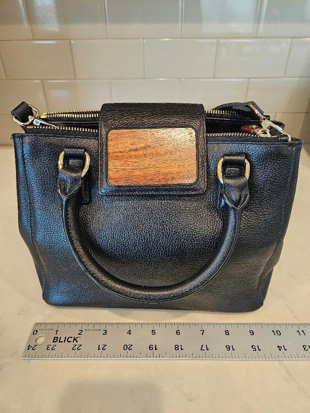 Martin & MacArthur Hawaii Genuine Leather Koa Wood Satchel